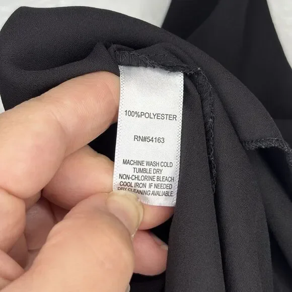 Marc New York Women's Large Black Cropped Top Adj Spaghetti Strap Tiered Flowy - Picture 4 of 4